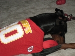 Maddie wearing Chiefs outfit\nAugust 2007